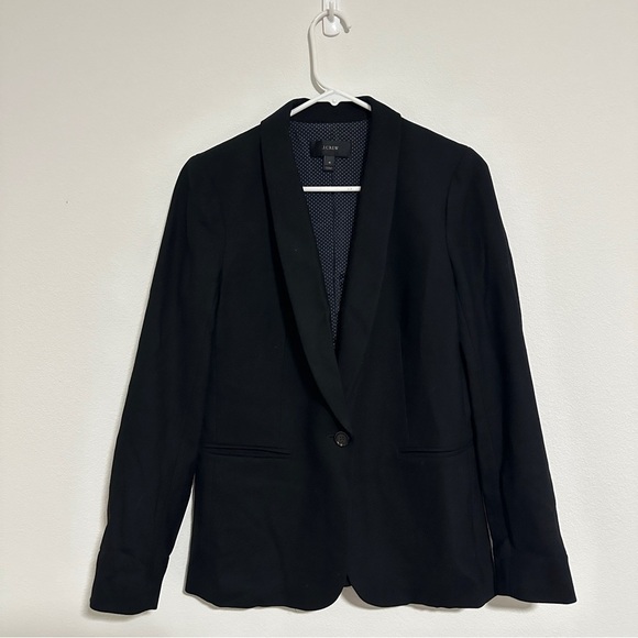 J. Crew Parke Blazer Black Stretch-Wool Shawl Collar Single Breasted Size 4 - Picture 1 of 11